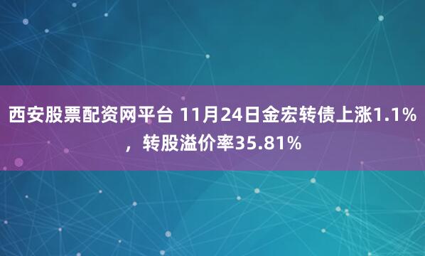 西安股票配资网平台 11月24日金宏转债上涨1.1%，转股溢价率35.81%